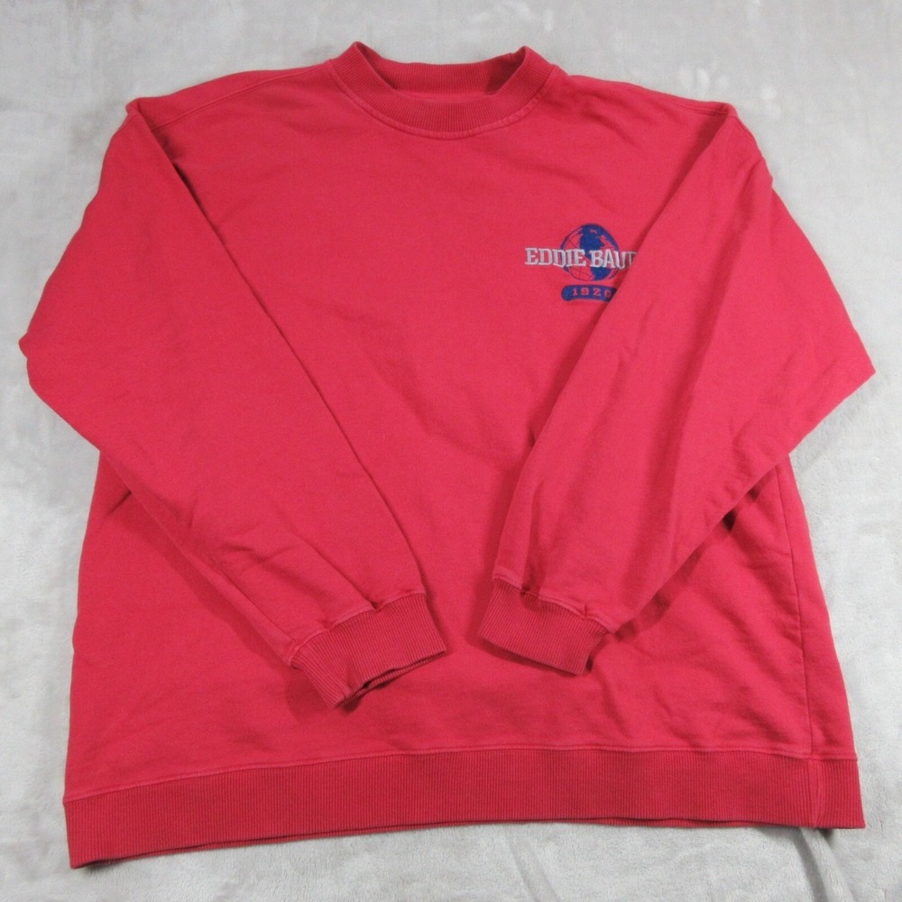 Vintage‎ Eddie Bauer Sweatshirt Crewneck Red Medium Long Sleeve Pullover Sweater